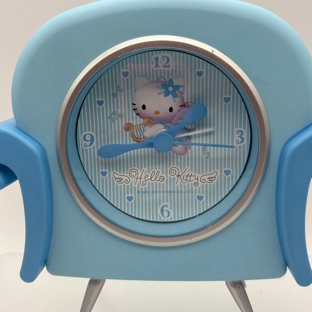 VTG Sanrio Hello Kitty Blue Angel 2001 Couch‎ Collectible Mini Alarm Clock Rare